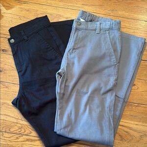 2 pair CHAPS chino dress pants Black Gray Boys 16